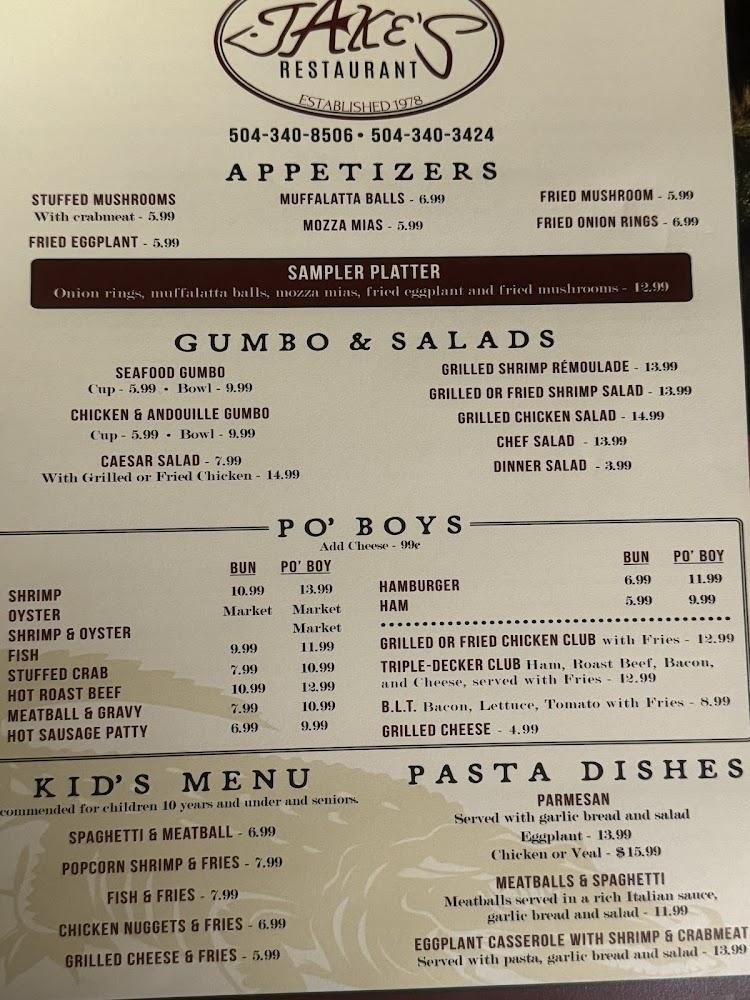 Jake's Seafood & Restaurant Menu image 3